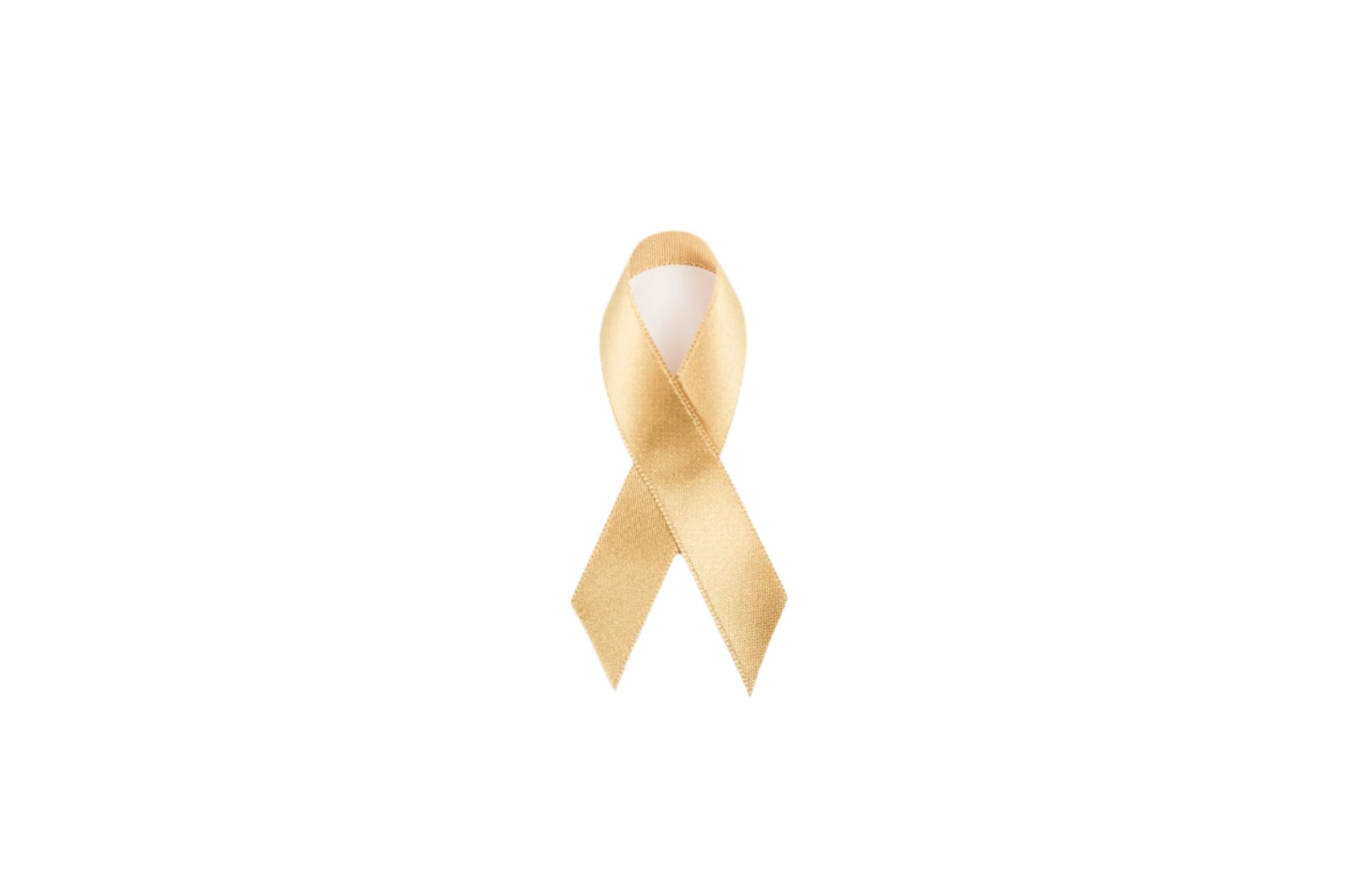 Gold awareness ribbon on a white background