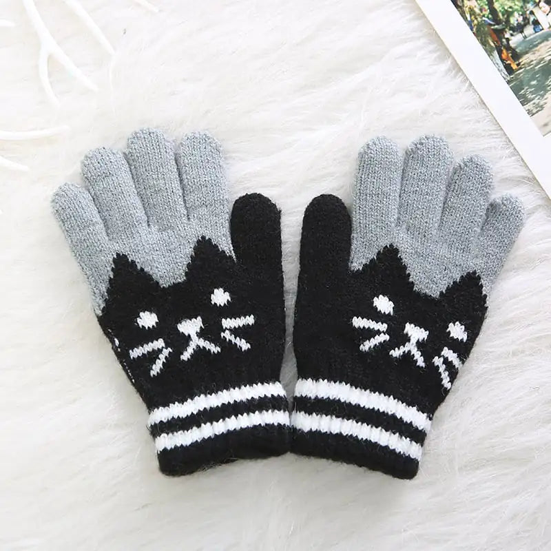 Kids' Gloves with Cat Pattern