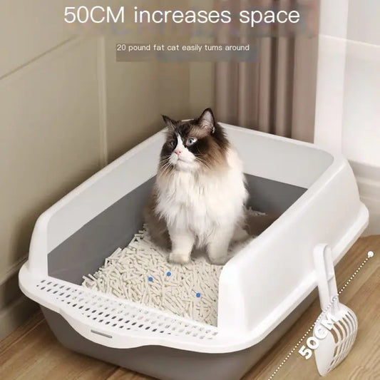 Large Semi-Enclosed Cat Litter Box