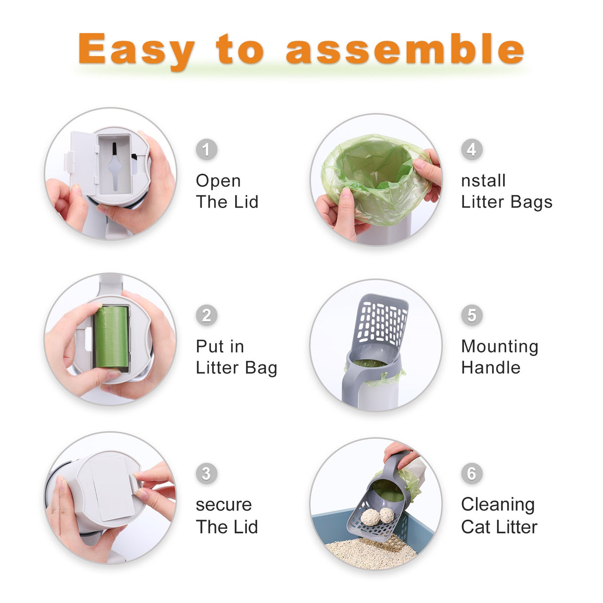 Cat litter scoop being used to sift litter
