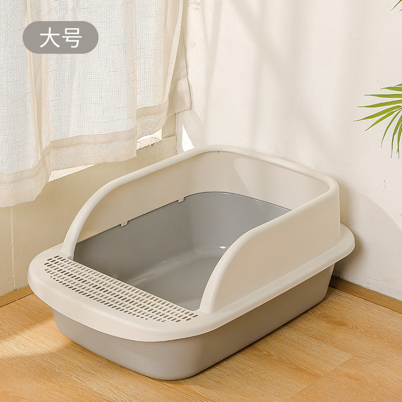 Cat Litter Box with Half Enclosure and Splash Guard