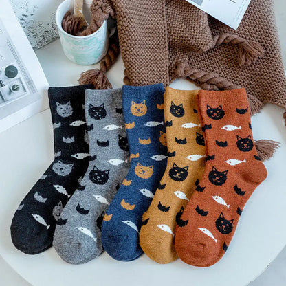 Wool Cat Cartoon Cotton Socks