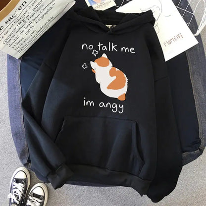 Cute Angry Cat Print Women's Hoodie