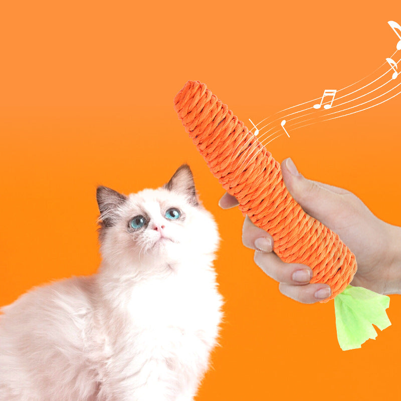 Carrot-Shaped Paper Rope Cat Toy