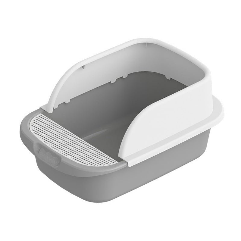 Cat Litter Box with Half Enclosure and Splash Guard