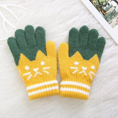 Kids' Gloves with Cat Pattern