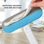 Pet hair remover brush used on a carpet