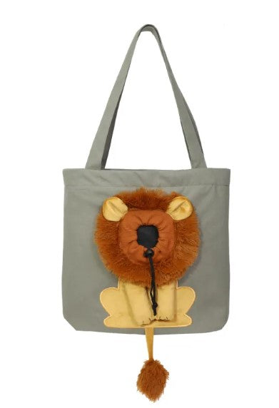 Small dog inside lion design portable pet bag