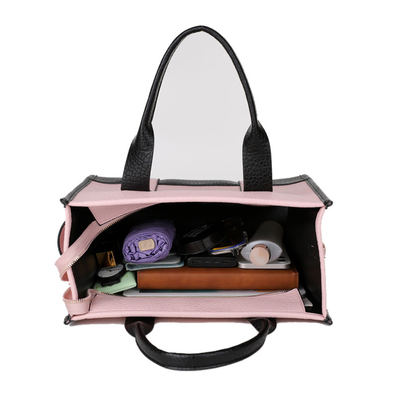 Retro Large Capacity PU Cat Head Shoulder Tote Bag