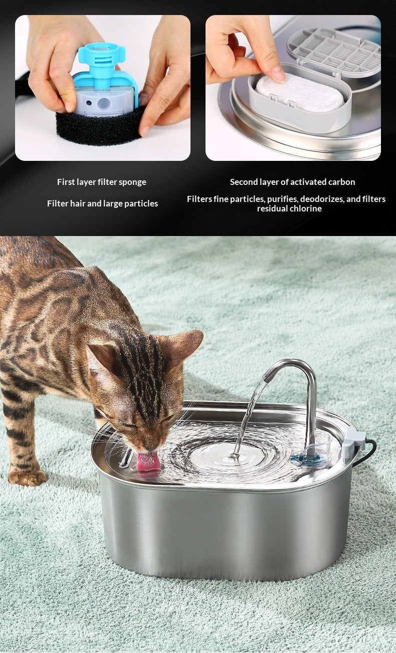 3.2L Stainless Steel Pet Water Fountain