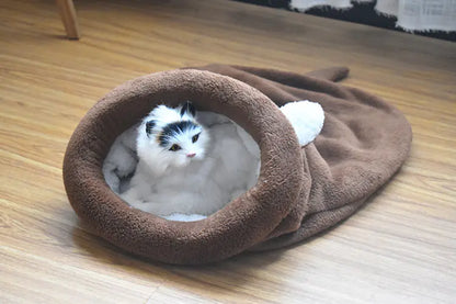 Pet Dog and Cat Bed - Cozy Sleeping Bag with Bunny Ears