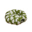 Green snowflake cat tunnel bed with white pom-pom toy