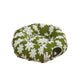 Green snowflake cat tunnel bed with white pom-pom toy
