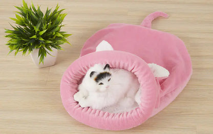 Pet Dog and Cat Bed - Cozy Sleeping Bag with Bunny Ears