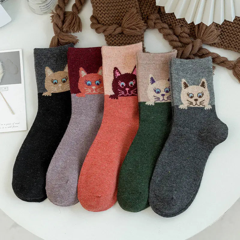 Wool Cat Cartoon Cotton Socks
