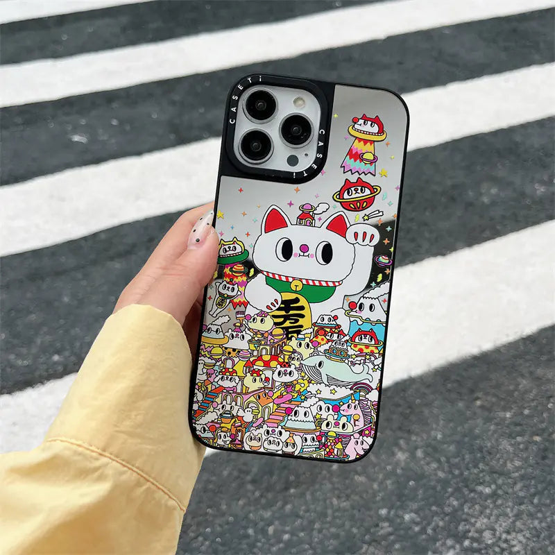 Illustration Lucky Cat Durable Phone Case