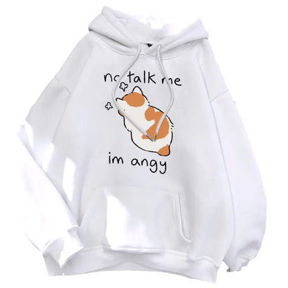 Cute Angry Cat Print Women's Hoodie
