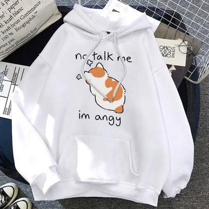 Cute Angry Cat Print Women's Hoodie
