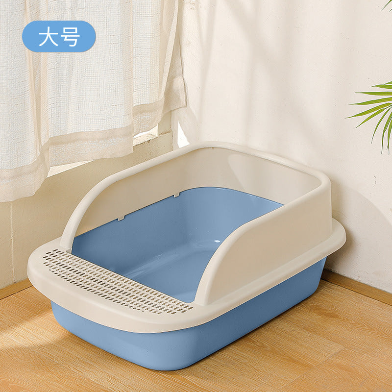 Cat Litter Box with Half Enclosure and Splash Guard