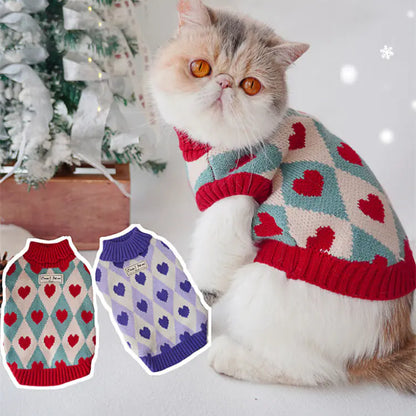 Christmas Rhombus Cat Love Sweater Outfit