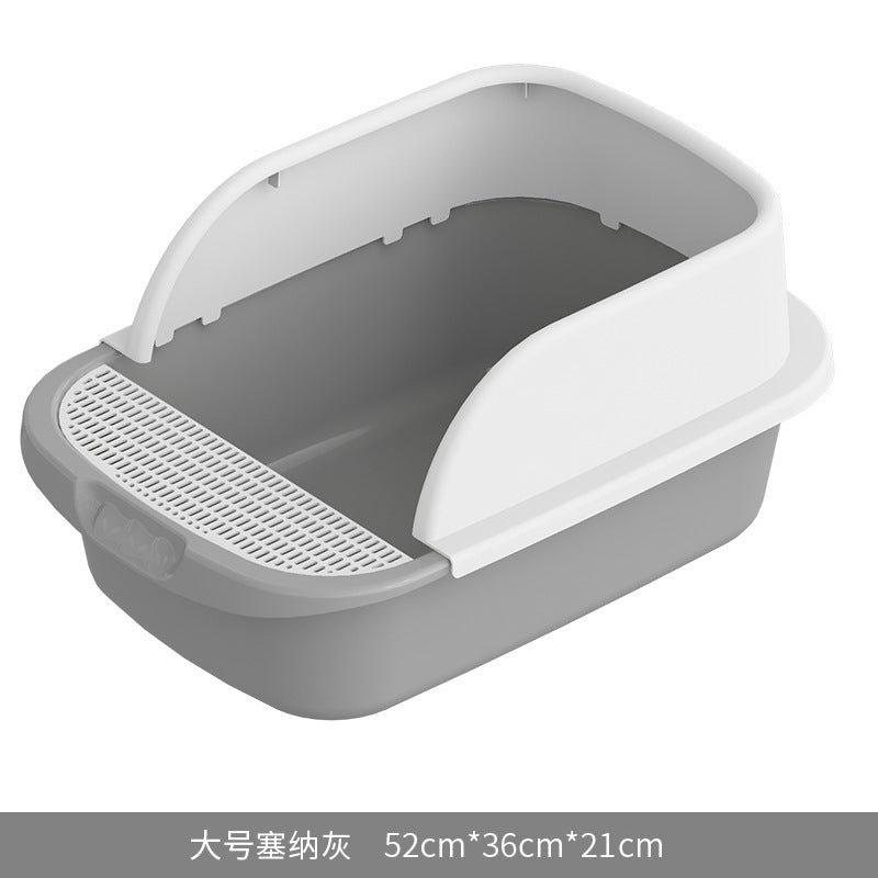 Cat Litter Box with Half Enclosure and Splash Guard
