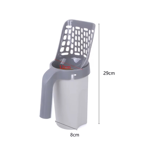 Close-up of cat litter scoop fine-mesh filter head