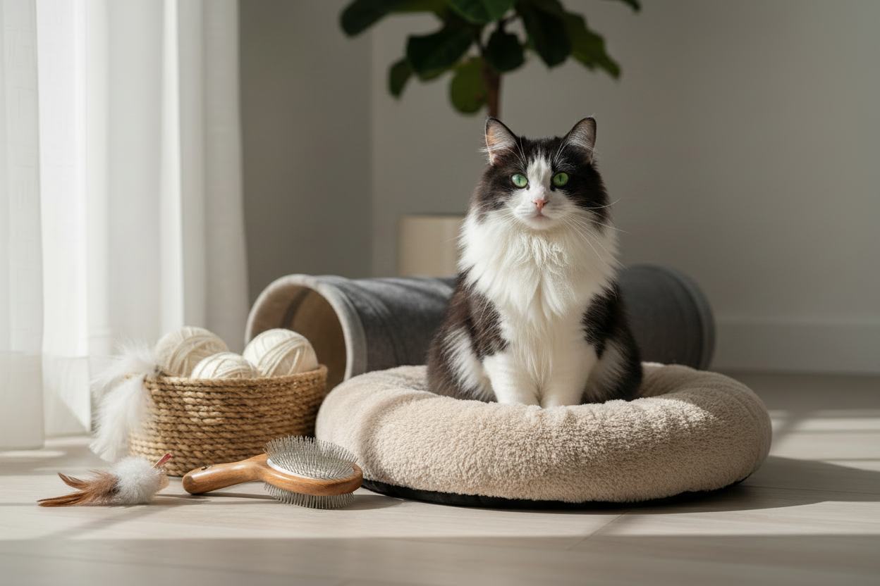Black and White Cat Lifestyle Product Photography