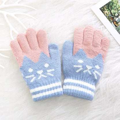 Kids' Gloves with Cat Pattern
