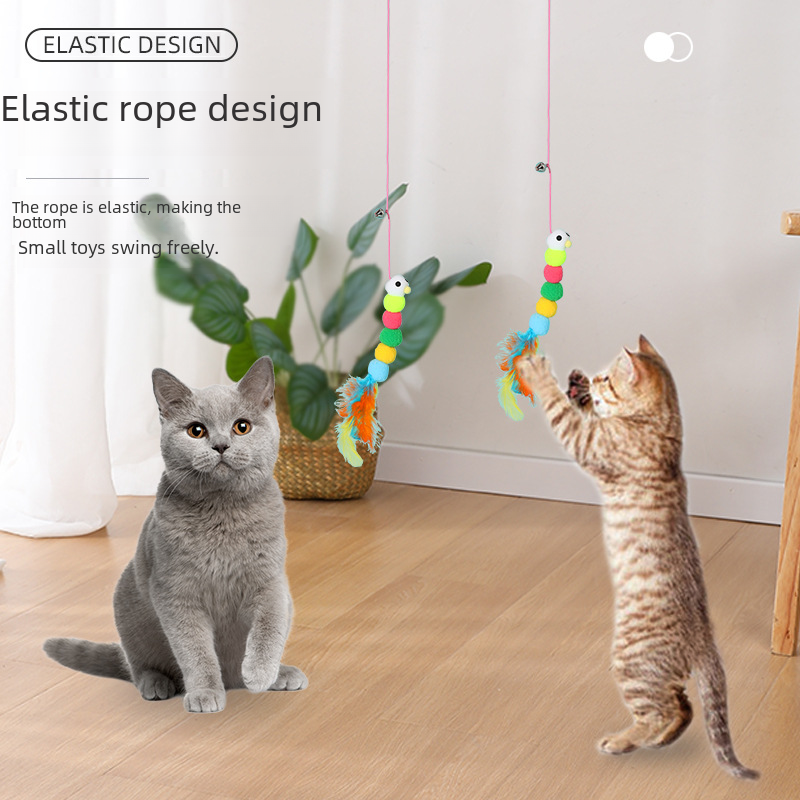 Cat Toy Wand with Plush Long Elastic String