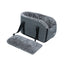 Gray pet carrier with a cushion on a white background