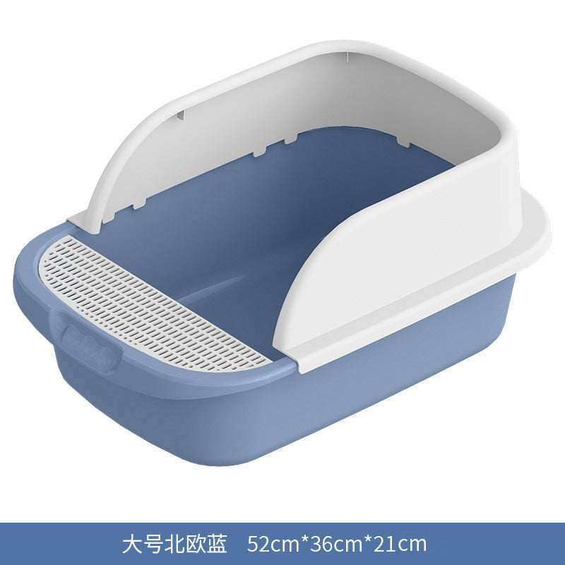 Cat Litter Box with Half Enclosure and Splash Guard