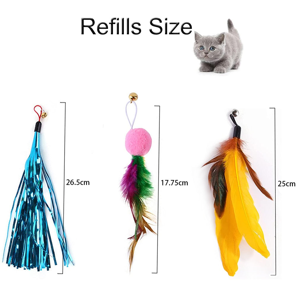 Retractable cat feather toy wand set – view 6