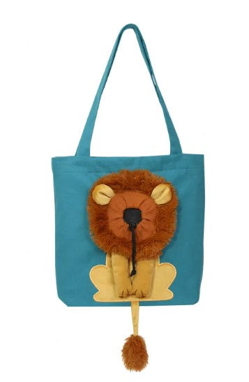 Lion design pet carrier bag with breathable mesh panel
