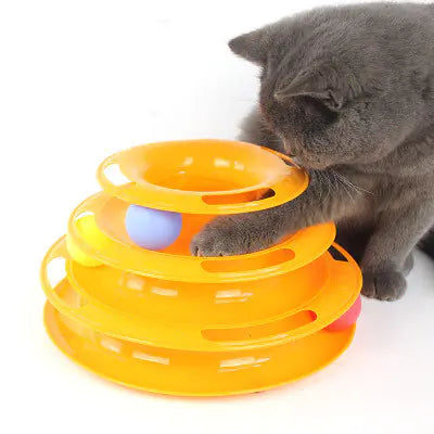 Interactive 4-Layer Cat Toy Puzzle Track Tower