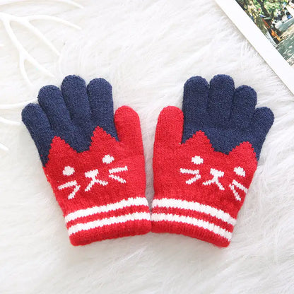 Kids' Gloves with Cat Pattern