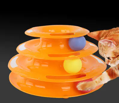 Interactive 4-Layer Cat Toy Puzzle Track Tower