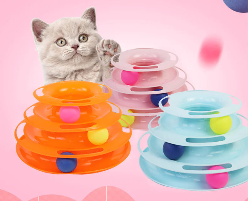 Interactive 4-Layer Cat Toy Puzzle Track Tower