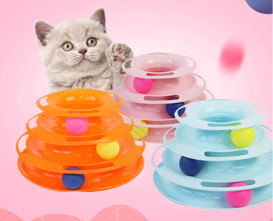 Interactive 4-Layer Cat Toy Puzzle Track Tower