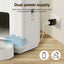 Dual power supply system illustration with wall outlet and battery icon.