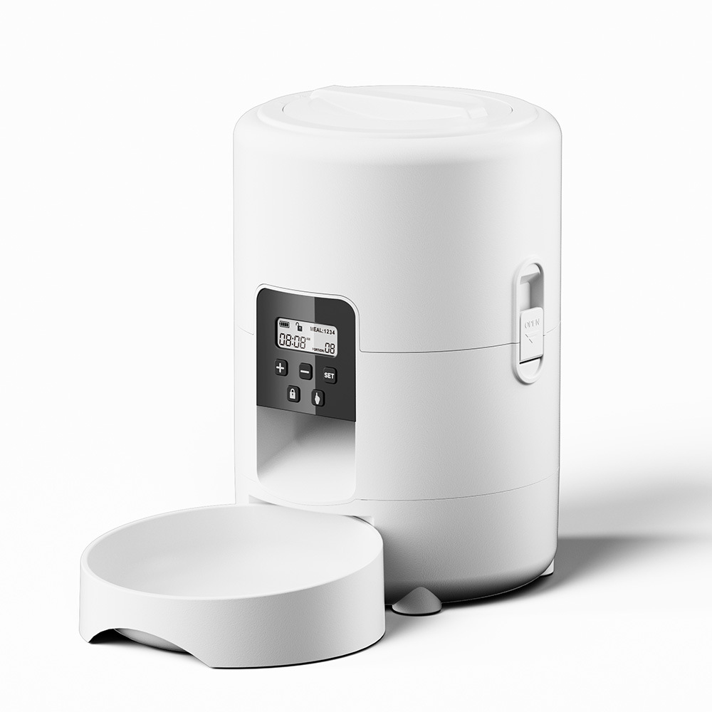 White electronic device with digital display on a white background