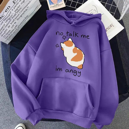 Cute Angry Cat Print Women's Hoodie