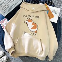 Cute Angry Cat Print Women's Hoodie