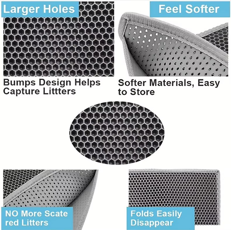 Double layer pet litter mat trapping sand and litter from cat paws