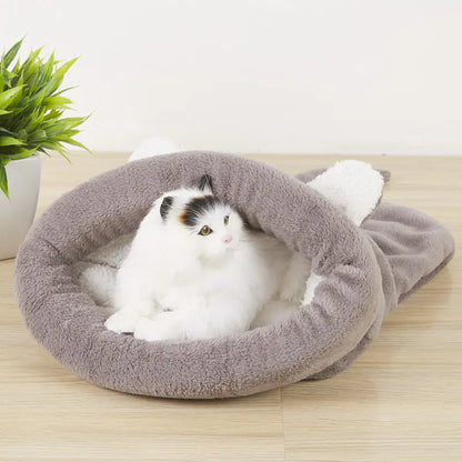 Pet Dog and Cat Bed - Cozy Sleeping Bag with Bunny Ears